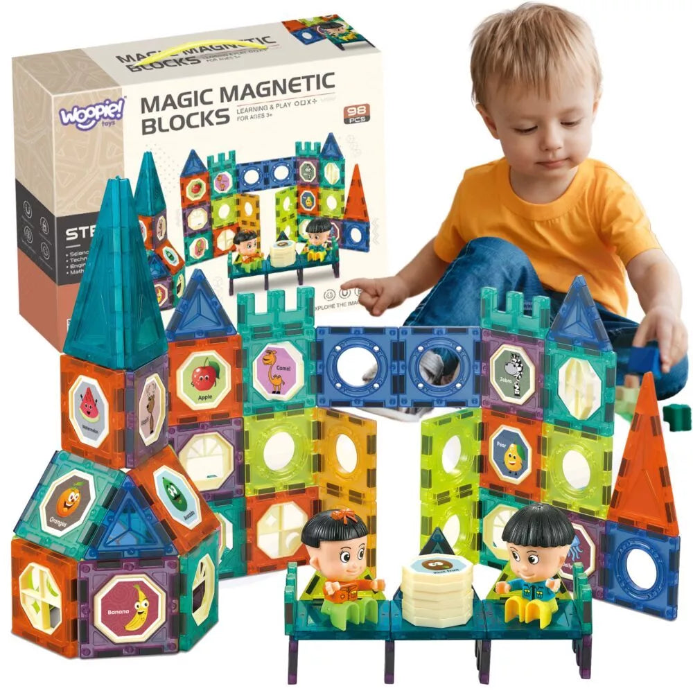 Magnetinių kaladėlių pilis WOOPIE